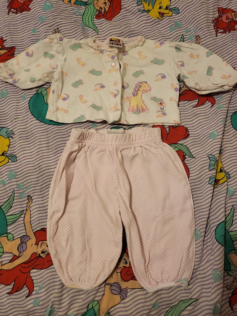 Vintage Peek A Babe Girls Pastel Safari Friends 3/6M 2 Piece Outfit